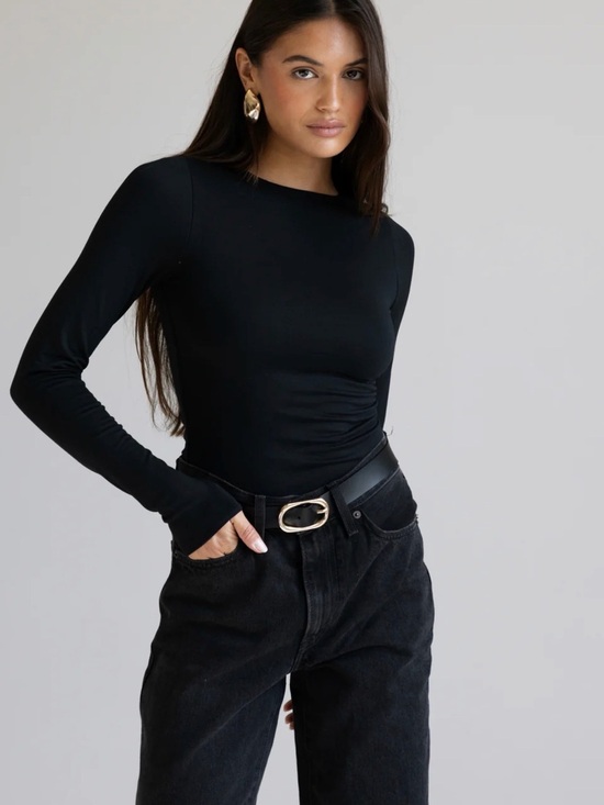 Re Ona Tops - RE ONA Signature Long Sleeve Top | Black | Size M